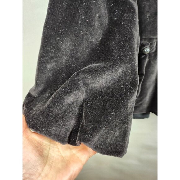 Y2K Anthropologie Elevenses Womens Cropped Jacket Sz 8 Black Velvet Puff Sleeve - Picture 3 of 6